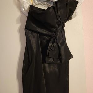 Black strapless cocktail dress